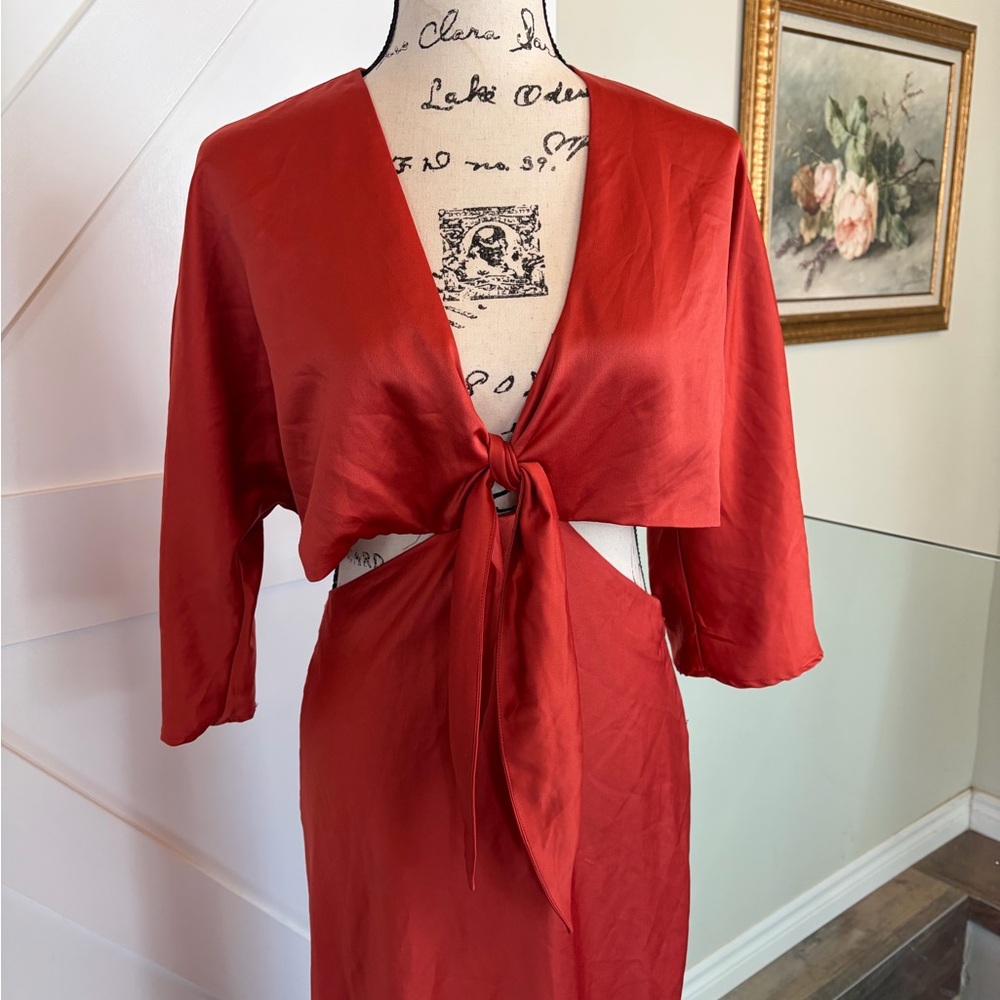 Dynamite Satin Tie Dress - Picture 1 of 6